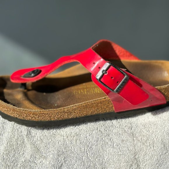 Birkenstock Gizeh Red Patent Leather Size 37 - Picture 5 of 7